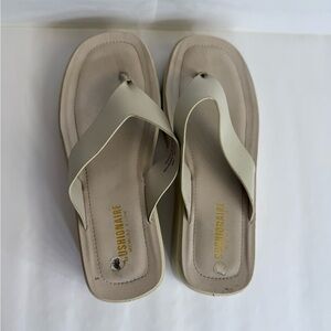Cream Cushioned Sandals with Wide Straps
